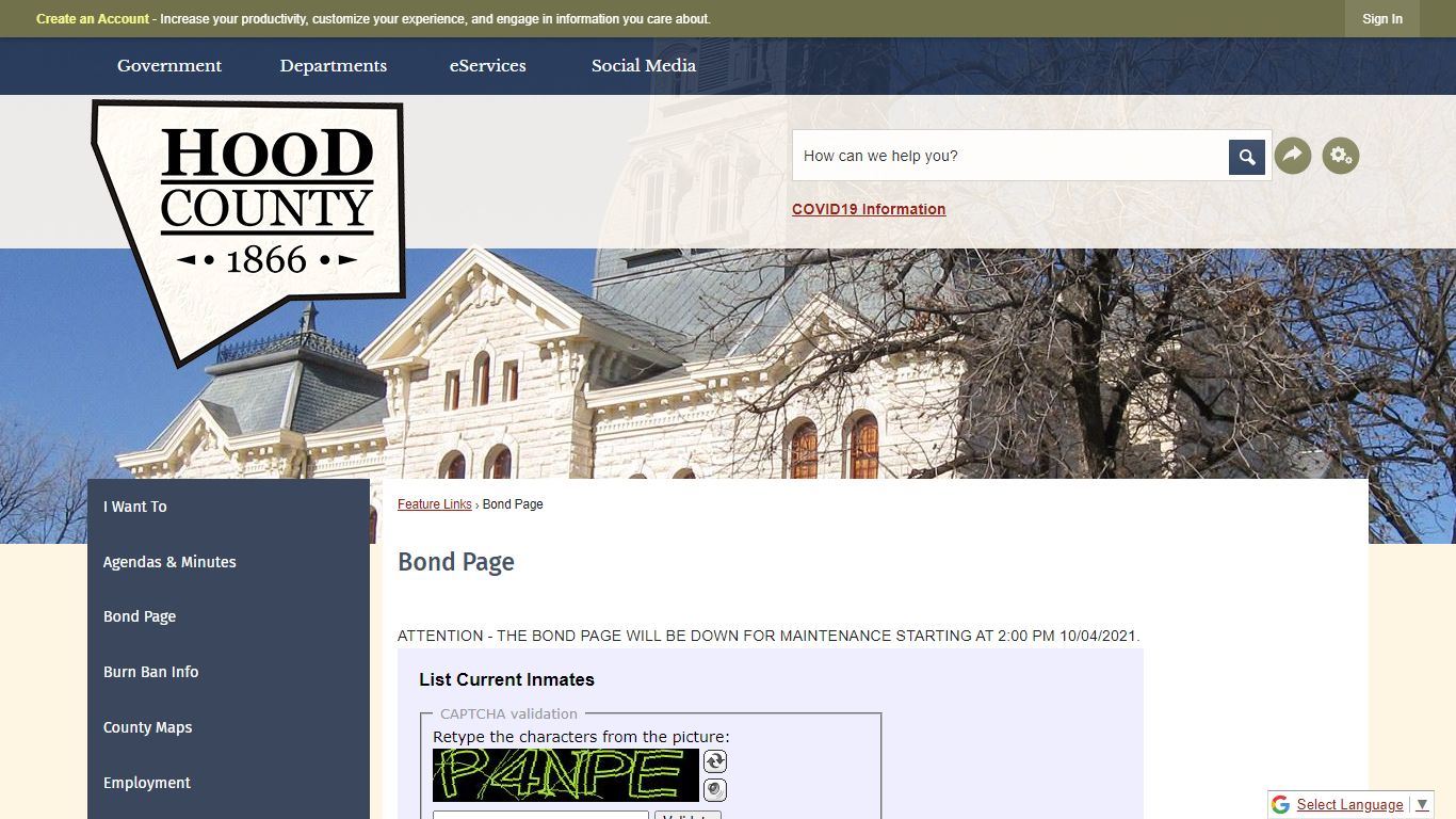 Bond Page | Hood County, TX - Official Website